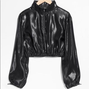 Elastic Trim Cropped Half Zip Blouse - NWT